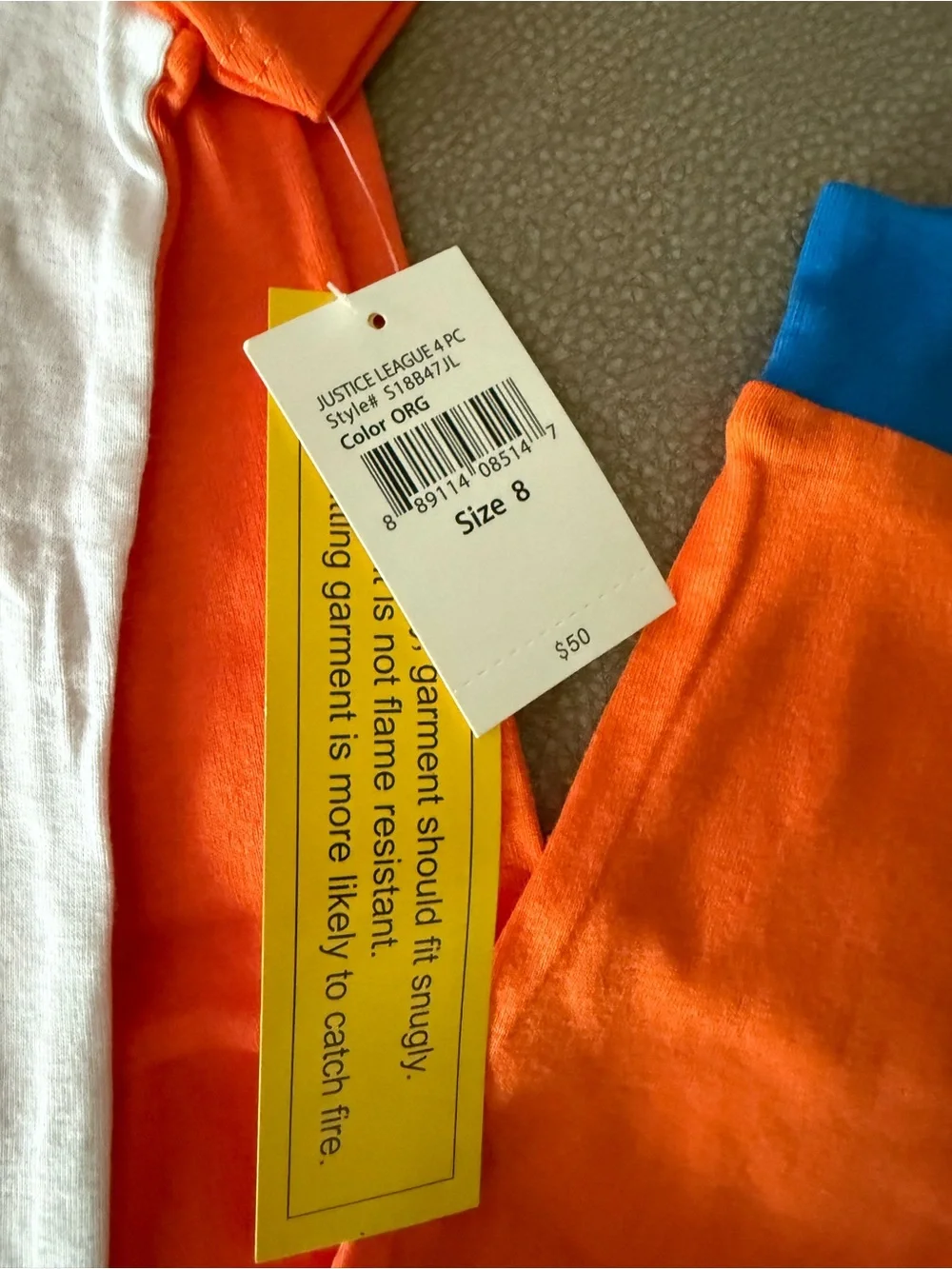 Justice Orange and White DC Superhero Pajama Set